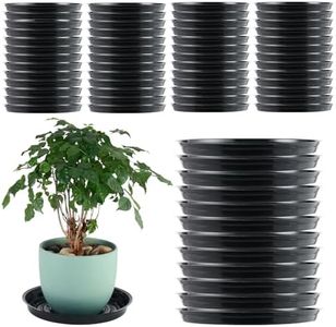 70 Packs 14 Inches Large Plant Saucers for Indoor Outdoor Use Heavy Duty Plastic Plant Plate Dish for Planter Bulk Round Flower Pot Drip Trays to Catch Water 4 to 20 Inch, Black
