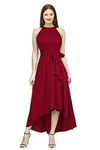 QUEEN ELLIE Women's Western High Low Knee Long One Piece Dress (Medium, Maroon)