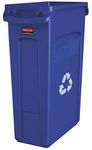 Rubbermaid Commercial Slim Jim Recycling Container with Venting Channels, Plastic, 23 Gallons, Blue (354007BE)