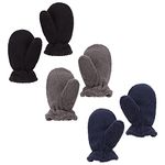 Peecabe Winter Warm Baby Mittens Infant Toddler Fleece Gloves for Boys and Girls Cozy Mittens Set 0-24 Months (Thumb-Black+Navy+Dark Gray, M)