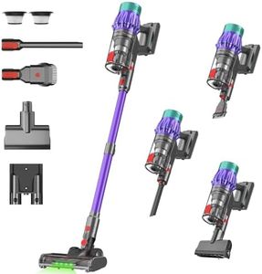COTIAR Cordless Vacuum Cleaner, 650W 55KPA 70Min Wireless Vacuum for Home, Stick Vacuum with Green Light Anti-Tangle, Rechargeable Vacuum Cleaners for Pet Hair Carpet Hard Floors (Purple)