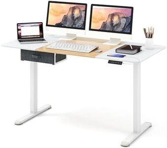 Giantex 140x70cm Electric Height Adjustable Standing Desk, Ergonomic Sit Stand Desk, Stand up Computer Workstation w/USB Charging Port, Storage Drawer, 2 Cable Holes, Home Office (Natural+White)