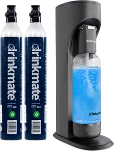 Drinkmate OmniFizz Sparkling Water & Soda Maker – 2 CO2 Cylinders, Matte Black