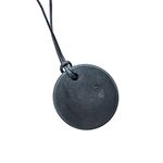 Karelian Heritage Round Shungite Pendant | Authentic Shungite Stones Amulet Jewelry Necklace | Defender Shield Protection Necklace Stone | Chakra Healing Necklace Quantum Pendant, 1.38 inches (35 mm),