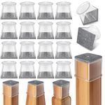 24 Pcs Chair Leg Floor Protectors Square Large, Silicone Felt Furniture Leg Pads Caps Covers for Hardwood Floors (Fit: 39-47mm)
