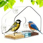 Window Bird Feeder with Strong Suction Cups, Clear Bird Feeder Window with Removable Tray, Acrylic Stick on Bird feeder for Small Birds Only