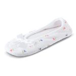 ISOTONER Women's Embroidered Terry Ballerina Slipper, White, X-Large