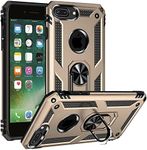 Cavor for iPhone 7 Plus/ 8 Plus / 6 Plus / 6s Plus Case (5.5") TPU Case PC Bumper 360° Rotation Ring Holder Kickstand Back Cover Work with Magnetic Car Mount Shockproof Protective Cover-Gold