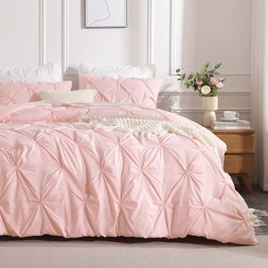 Andency Pink Full Size Comforter Set (79x90Inch), 3 Pieces Soft Lightweight Cute Pinch Pleat Comforter Set for Kids Girls Teens, All Season Western Warm Down Alternative Bed Set for Dorm Bedroom
