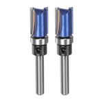 HARFINGTON 2pcs Pattern Flush Trim Router Bit 1/4" Shank 4/5" Cutting Length 1/2" Cutting Dia with Top Bearings Straight Precise Cutting Woodworking Milling Cutter Tool for Edge Trimming