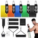 Resistance Bands Set, Himaly Exercise Bands Strength Training Fitness Bands Workout Bands Resistance Elastic Bands with Legs Ankle Straps, Door Anchor, Handles & Carry Bag for Home Outdoor Workouts