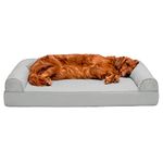 FurHaven Pet Dog Bed | Orthopedic Quilted Sofa-Style Couch Pet Bed for Dogs & Cats, Silver Gray, Jumbo