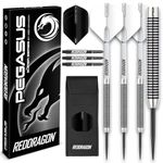 RED DRAGON Pegasus 28 Gram Professional Tungsten Steeltip Darts Set with Flights, Stems (Shafts) and Wallet