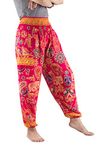 LOFBAZ Elephant Yoga Harem Pants for Women S-4XL Plus Boho Hippie Clothing PJ, Elephant 2 Pink, Large