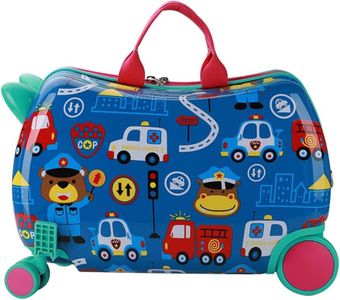 Kids Luggage with Spinner Wheels,Ride On Suitcase,for Boys Girls Carry On Hardshell Suitcase Travel Trolley Toddlers Children Gift (Car)