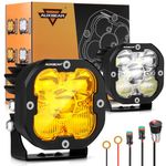 Auxbeam LED Ditch Light Pods 3Inch 80W Spot Flood Combo 9600LM Far & Wide Off Road Fog Light Bar Auxiliary Offroad Lights with Yellow/White Covers for A-Pillar Bumper Truck Car Jeep, Pair