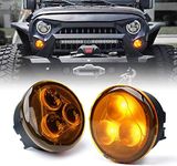 Xprite Amber LED Turn Signal Light w/Smoke Lens, Aluminum Front Blinker Lights Compatible with 2007-2018 Jeep Wrangler JK