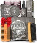 Viking Revolution Beard Care Kit Ultimate Beard Grooming Kit includes Boar Beard Brush, Wood Beard Comb, Beard Balm, Beard Oil, Beard Mustache Scissors and Metal Box Original for Men