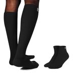 KUE Graduated Compression Socks For Women & Men 18-21 mmHg, Daily Use, Running & Sports, Improved Blood Circulation & Pain Relief, Premium Fabric, Ankle & Knee Length, Pack of 2, Black S/M