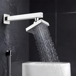 Ruhe® Gamma ABS Overhead Shower Complete Set | 4x4 Inches Square Showerhead with 12 Inches Stainless Steel Shower Arm and Wall Flange | Chrome Finish Rain Shower with Easy-to-Clean Silicone Nozzles