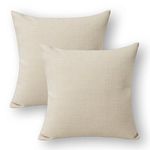 Jeanerlor Fax Linen Solid Decorative Ivory Pillow Cover/Euro Sham 26"x26"/Cushion Sham,Velvety and Durable Pillow Cases for Chair (65 x 65 cm),Light Linen,2 Packs