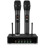 LiNKFOR UHF Wireless Microphone System, Bluetooth Wireless MIC, Cordless Handheld Dual Channel Microphone System with Optical/Coaxial Input Compatible with TV, Volume Control Echo for Karaoke