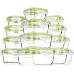 S SALIENT Glass Food Storage Containers with Lids, [24 Piece] Airtight Glass Storage Containers, Leak Proof Glass Meal Prep Containers, BPA Free Glass Bento Boxes for Lunch (12 lids & 12 Containers)