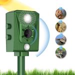 Solar Powered Animal Scarer, Ultrasonic Fox Repellent, Waterproof Cat Repellent for Garden, Motion Sensor Led Flashing Light Repellent for Cats, Dogs, Rats, Foxes, Snake etc