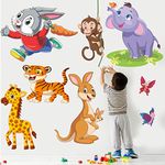 AH Decals Cartoon Animated Lion Elephant and 3D Butterflies Wall Sticker Beautiful Created Designs Kids Room Sticker Wall, Hall, Living Room,Poster 3D Background Removable Sticker Gallery Poster