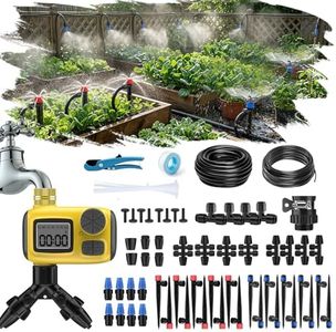 Deepoter 165FT Drip Irrigation System with Smart Timer, Brass Connectors