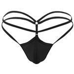 SHERRYLO Men String Thong Exotic Men's Underwear Thongs and G-strings Sexy G String for Man Mens Jockstrap Mankini Jockstraps, 23010-black, One Size