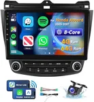 [8 CORE 4G+64G] Car Radio for Honda Accord 2003-2007 with Wireless Carplay/Android Auto, 10.1 Inch Android 13 IPS Touch Screen Car Stereo, Bluetooth, GPS Navi, WiFi, SWC, DSP + Backup Camera