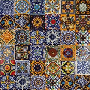 Mexican Ceramic Tiles 4x4 - Colorido by Cerames - 30 Decorative Mexican Mosaic Tiles for Bathroom, Kitchen, Shower, Stairs, Living Room, Kitchen backsplash | Mexican Tiles backsplash Talavera