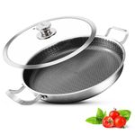 Vinchef Skillet with Lid 13 Inch Stainless Steel Pan, PFOA Free, Dishwasher and Oven Safe Cookware, Cooking Pan for Induction Compatible