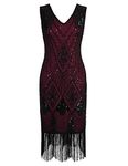 PrettyGuide Women 1920s 1920s Gatsby Cocktail Sequin Art Deco Flapper Dress M Burgundy