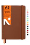 NEORAH —A5 Dot Grid Notebook -110 Gsm (210x148mm)-A5 Notebook Hardcover|Sticker Label|Includes Silk Book Marks | BackPocket |Journal Box- Journal for office work 160pages |Completely HANDMADE (BROWN)