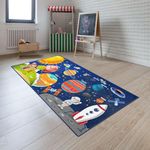 Booooom Jackson Kids Rug Kid Carpet Space Theme Rug Indoor Nursery Rug Small Rug in Nursery Roon/Playroom (2.6 x 4.9 ft, Space Travel)