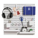 Keepo Pegboard Combination Kit, Pegboards and Accessories Modular Hanging for Wall Organizer, Crafts Organization, Ornaments Display, Nursery Storage, Peg Board (White, 22″×22″)