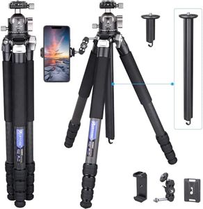 ARTCISE Compact Travel Camera Tripod Special-Shaped Center Column Carbon Fiber Tripod with 46mm Low Profile Ball Head, Professional Portable Camera Heavy Duty Tripod,1.26in/32mm Tube,Max Load 55lbs