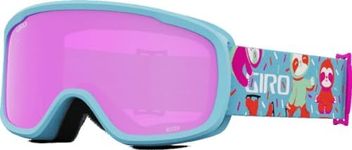 Giro Buster Kids Ski Goggles - Snowboard Goggles for Youth, Boys & Girls - Light Harbor Blue Phil Strap with Amber Pink Lens