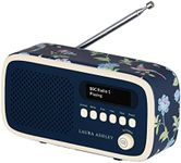 VQ Dexter Portable DAB & FM Radio With Mains Powered & Battery Operated With LCD Display, Digital Tick Approved DAB+ Radio, Designer Auto Scan Digital Radio with 60 Presets - Laura Ashley Elveden Navy