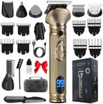 Beard Trimmer for Men, Waterproof Cordless Hair Clipper, Electric Razor Shaver, Mens Grooming Kit for Mustache Nose Body Facial Hair, Rechargeable Beard Trimmer Kit, Gifts for Men (Bronze)