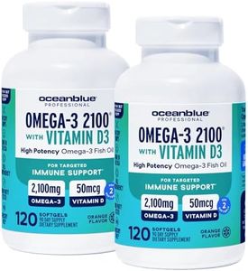 Oceanblue Professional Omega-3 2100 with Vitamin D3 - Triple Strength DPA EPA DHA Omega 3 Supplement - Burpless Wild Caught Fish Oil - Orange Flavor, 120 Count (Pack of 2)