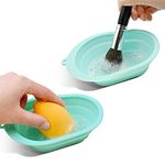 Meetzone Makeup Brush Cleaning Mat / Bowl, Soft and Durable Silicone Cosmetic Cleaner Pad, Foldable Portable Washing Tool Scrubber with 4 Textures (1ps/Multicolour) (Pack Of 1)