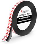 RIHEGIANT Flexible Rubber Magnet Strips with 3M Strong Adhesive Backing, Perfect for Art Projects, Whiteboards & Fridge Organization (Width 1" X Length 32 ft)