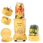 Wonderchef Nutri-blend Spring Mixer Grinder Blender & Smoothie Maker | 500W | 22000 RPM | 100% Copper Motor | 2 Unbreakable Jars | SS Blades | 2 Year Warranty | Recipe book | Yellow