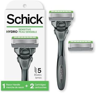 Schick Hydro 5 Sense Sensitive Skin Razor with Shock Absorb Technology for Men, 1 Handle with 2 Refills