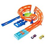 Hot Wheels Toy Car Track Set, Whip Around Raceway, 2 Toy Cars in 1:64 Scale, Easy Storage, HTK17