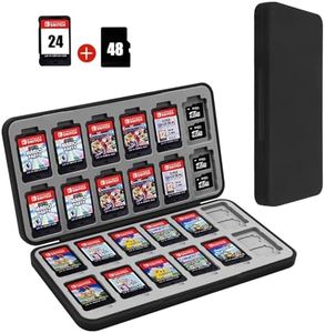 FYY Nintendo Switch Game Case - Black Nintendo Switch Game Holder for Nintendo Switch Cartridge Case with 24 Game Card Slots & 48 Micro SD Card Slots, Switch Card Case- Hard Shell, Silicone Lining