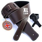 Nordell British Handmade Real Leather Guitar Strap: Finest Deluxe Italian Nappa Leather, 1.48m XL long Guitar Belt - Suits Electric, Bass or Acoustic Instruments (inc Semi/Electro)